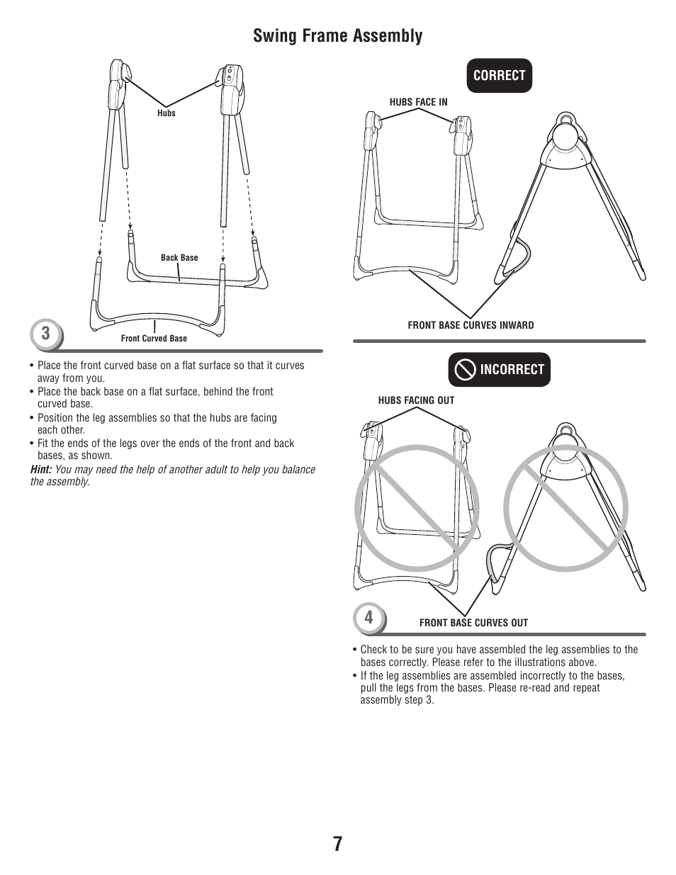 3swing frame assembly | Fisher-Price P6946 User Manual | Page 7 / 16