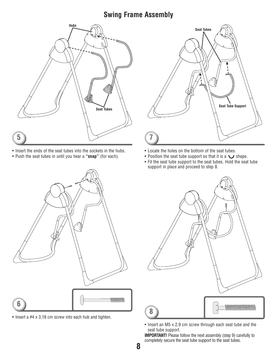 Swing frame assembly | Fisher-Price P6946 User Manual | Page 8 / 16