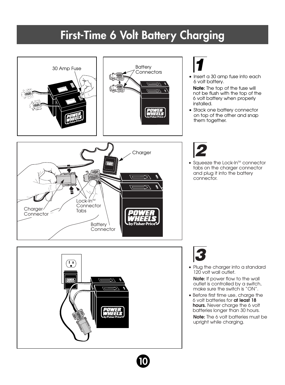 First-time 6 volt battery charging | Fisher-Price SUPER TALK! 76960 User Manual | Page 10 / 48