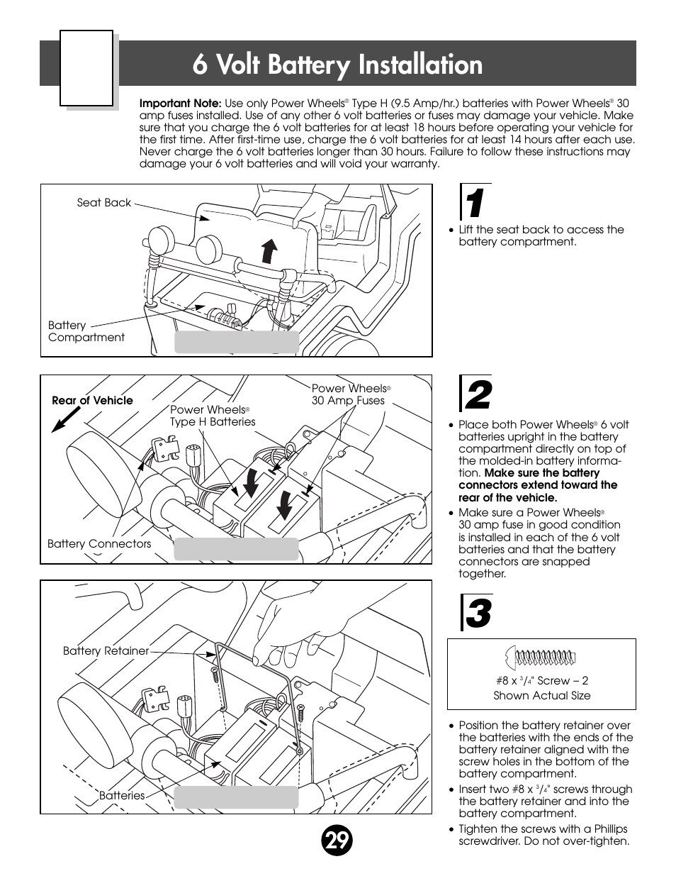 6 volt battery installation | Fisher-Price SUPER TALK! 76960 User Manual | Page 29 / 48