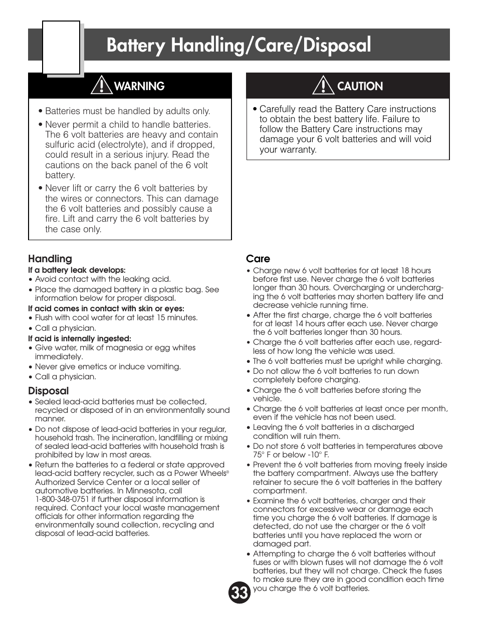 Battery handling/care/disposal | Fisher-Price SUPER TALK! 76960 User Manual | Page 33 / 48