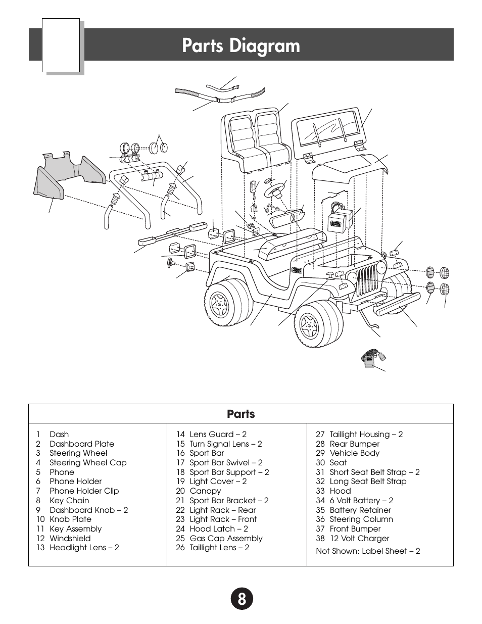 Parts diagram, Parts | Fisher-Price SUPER TALK! 76960 User Manual | Page 8 / 48
