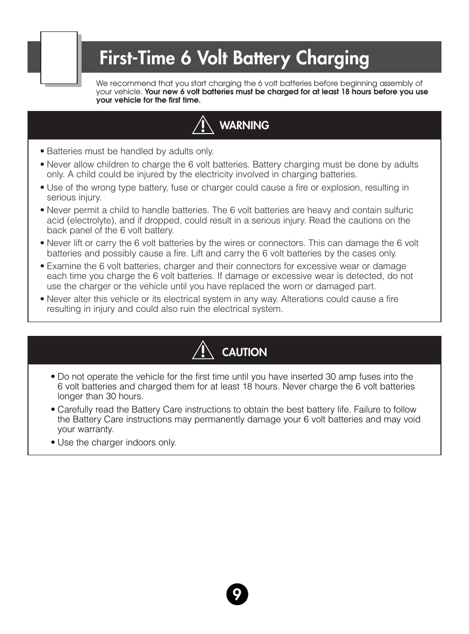 First-time 6 volt battery charging | Fisher-Price SUPER TALK! 76960 User Manual | Page 9 / 48