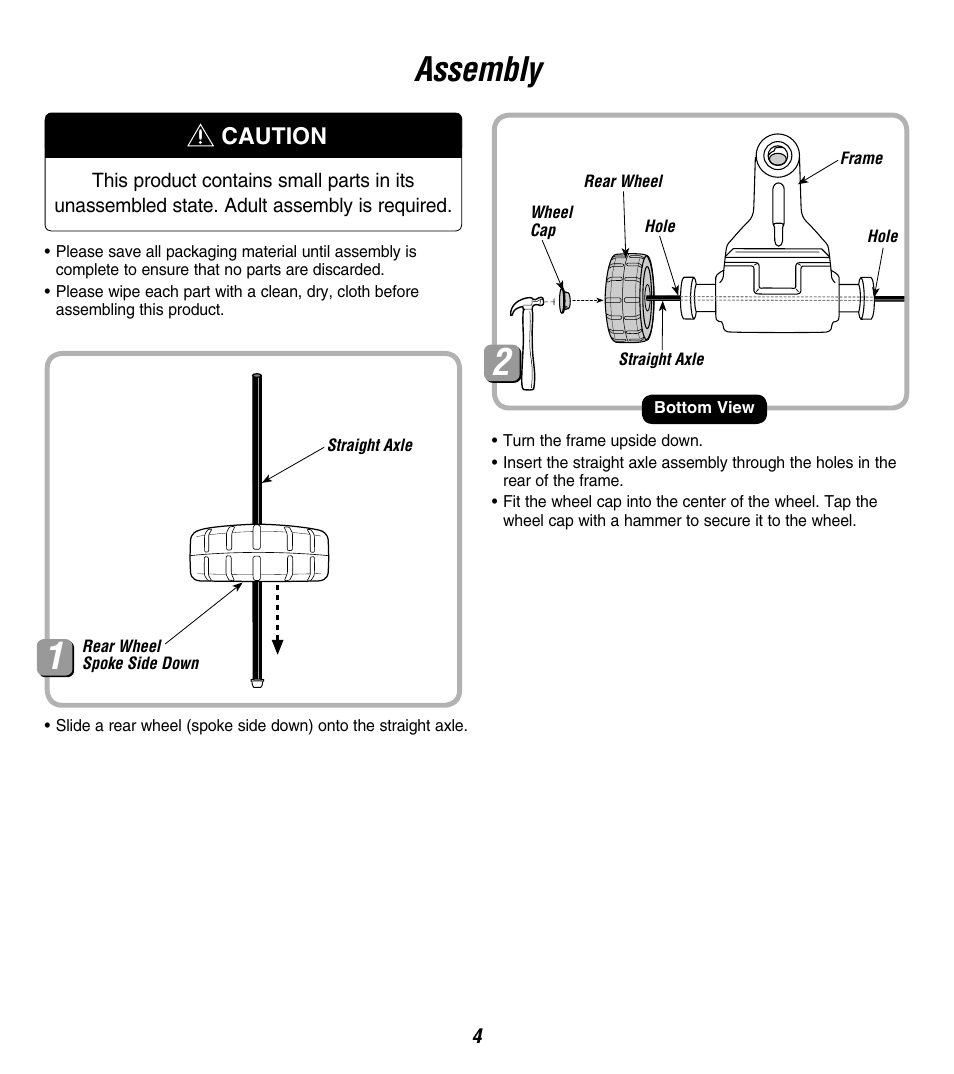 Assembly, Caution | Fisher-Price 73528 User Manual | Page 4 / 12