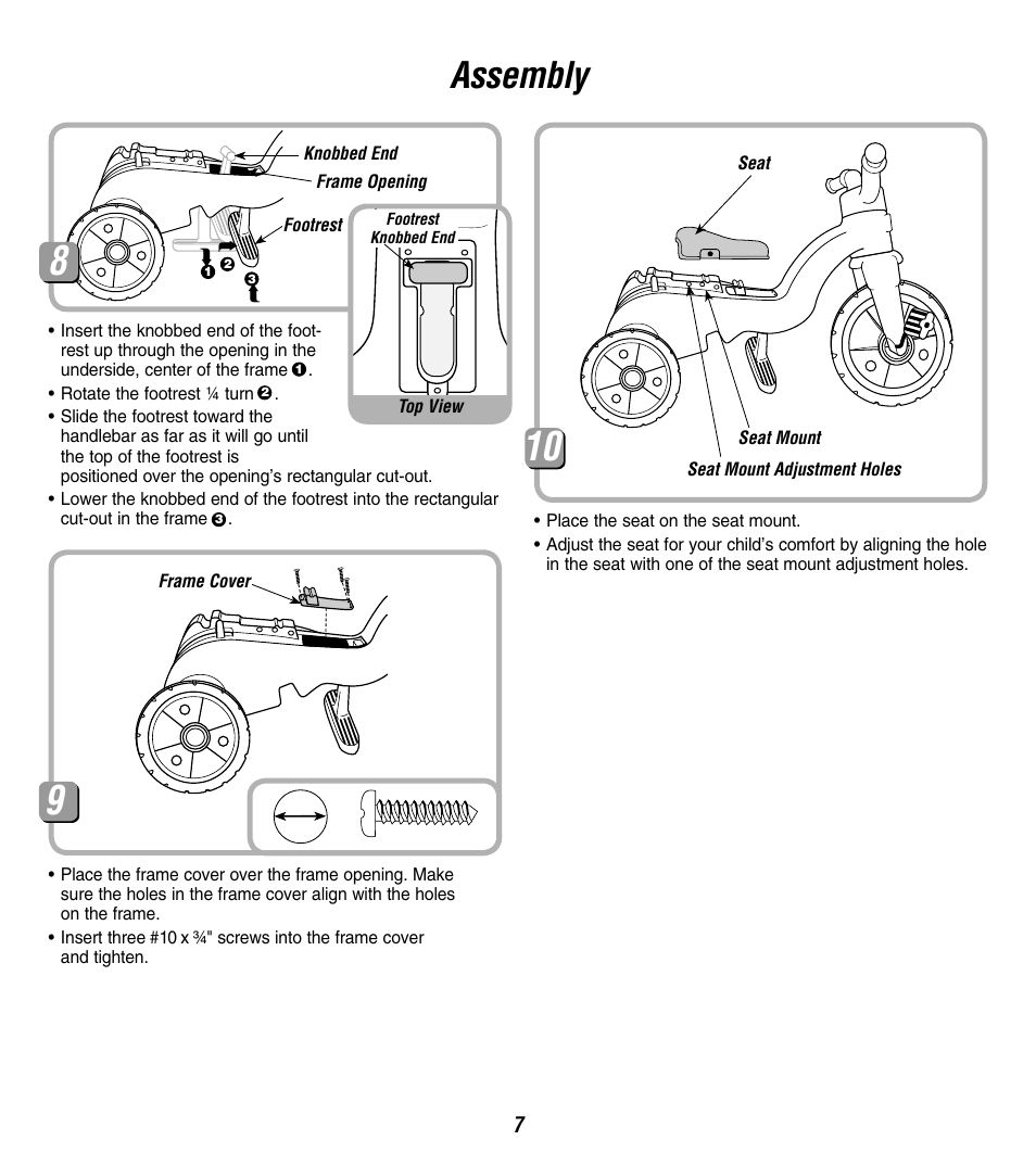 Assembly | Fisher-Price 73528 User Manual | Page 7 / 12