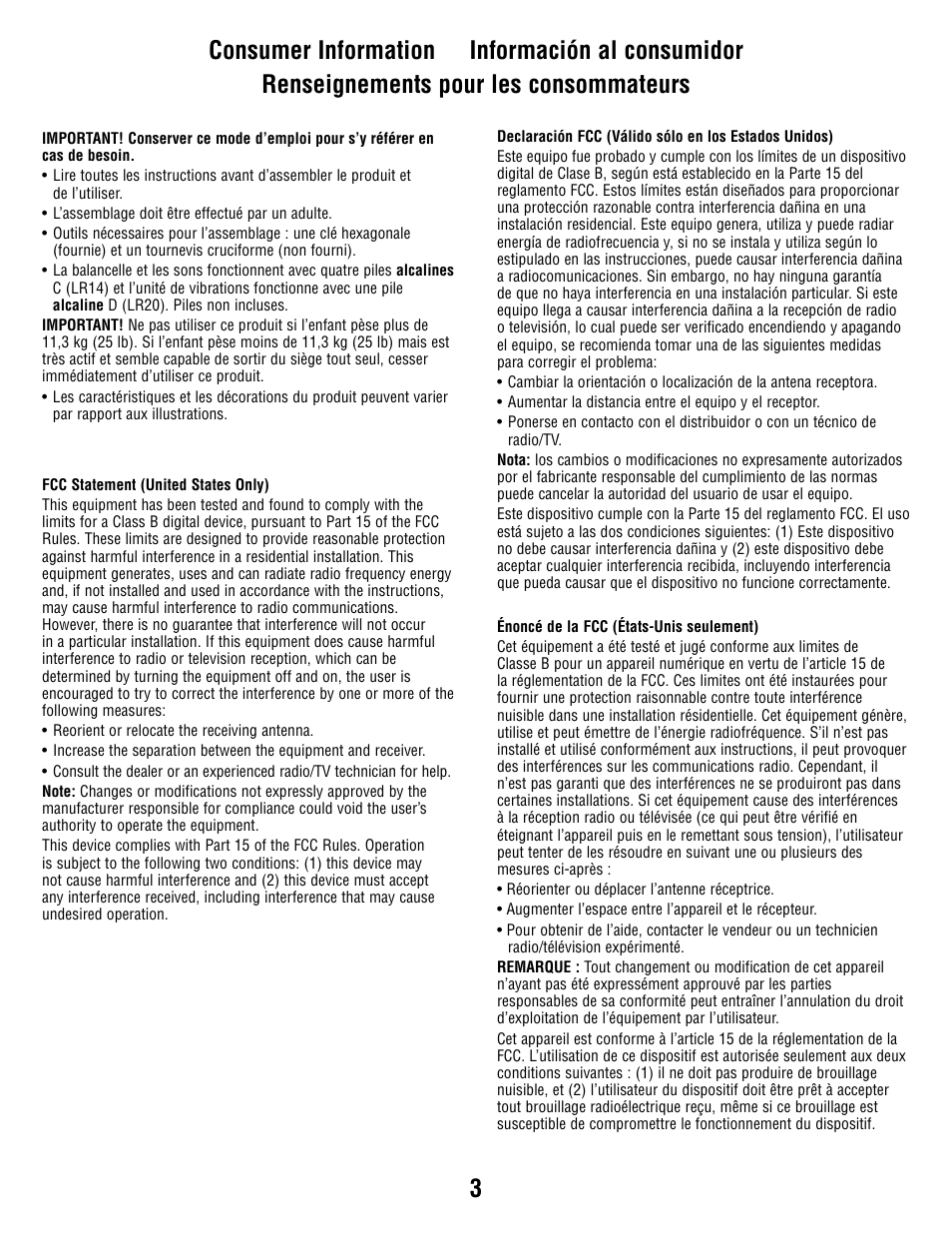 Fisher-Price T8377 User Manual | Page 3 / 20
