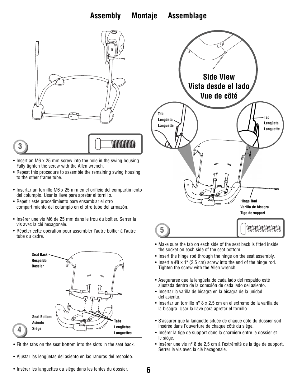 6assembly montaje assemblage 4, Side view | Fisher-Price T8377 User Manual | Page 6 / 20