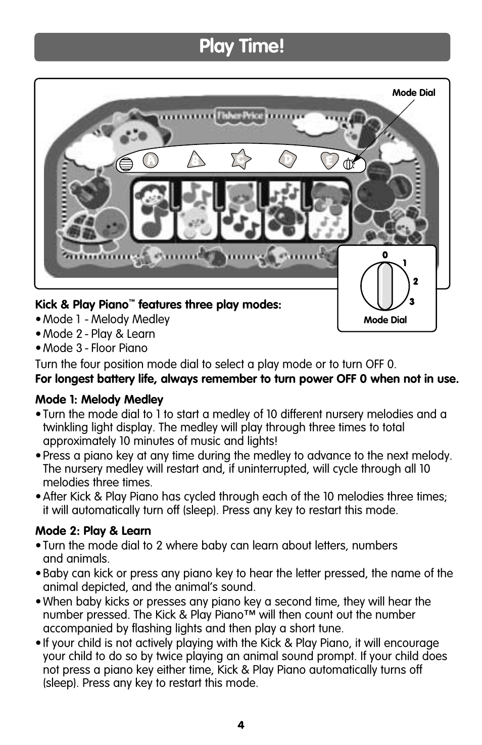 Play time | Fisher-Price LINK-A-DOO C4504 User Manual | Page 4 / 6