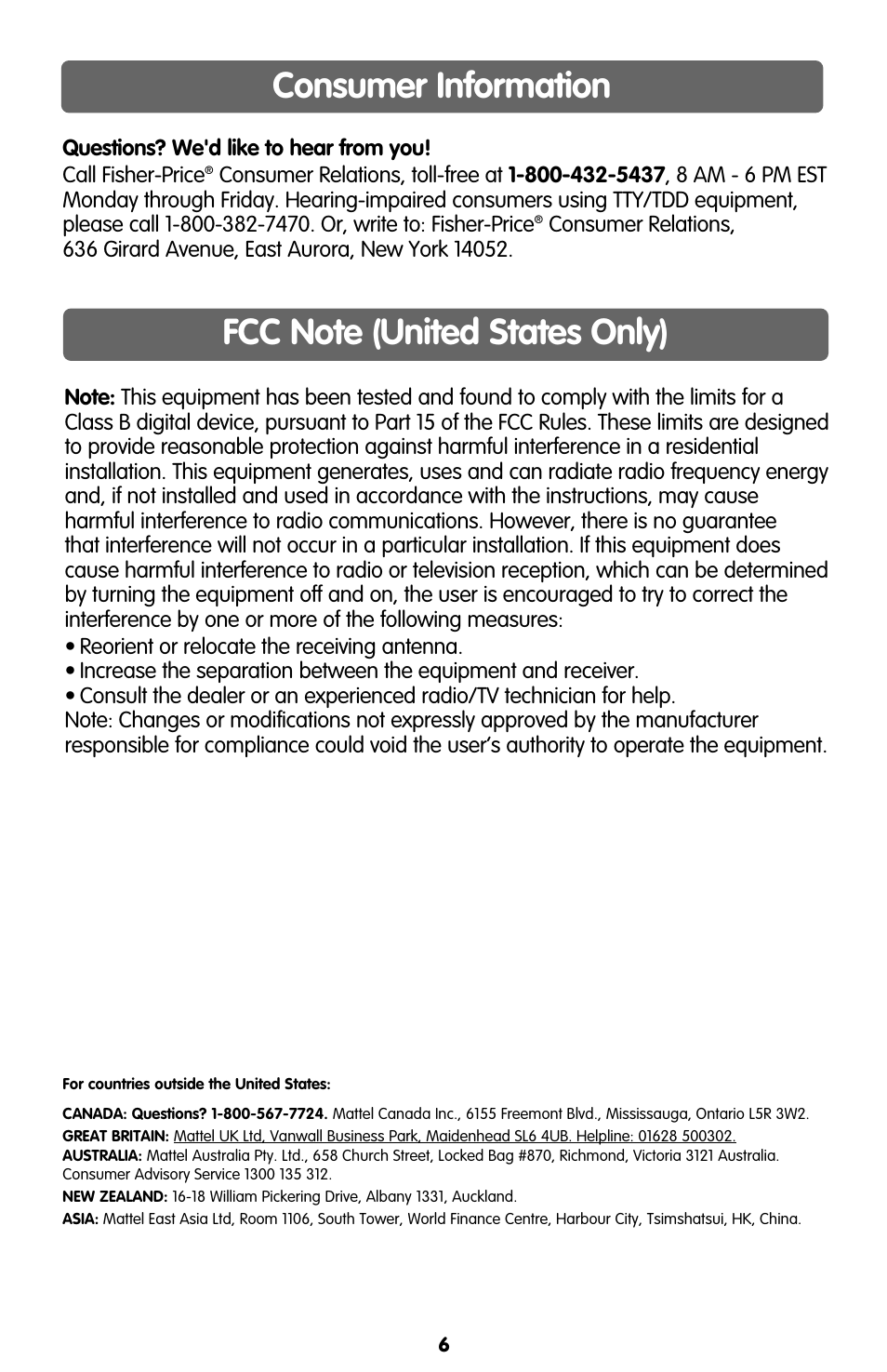 Fisher-Price LINK-A-DOO C4504 User Manual | Page 6 / 6