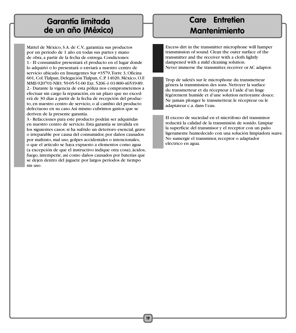 Fisher-Price K4073 User Manual | Page 19 / 20