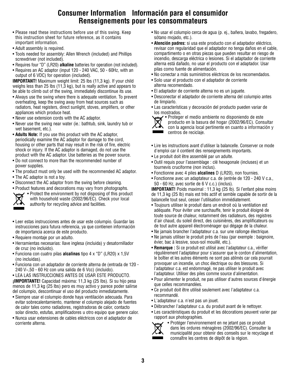 Fisher-Price R9951 User Manual | Page 3 / 24