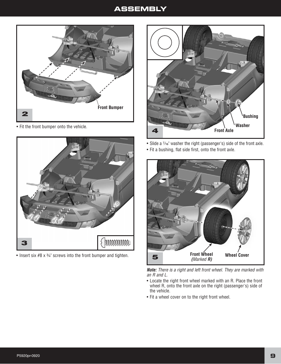 2assembly | Fisher-Price FORD MUSTANG P5920 User Manual | Page 9 / 28