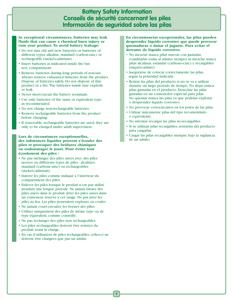 Fisher-Price Rain forest K2564 User Manual | Page 6 / 16