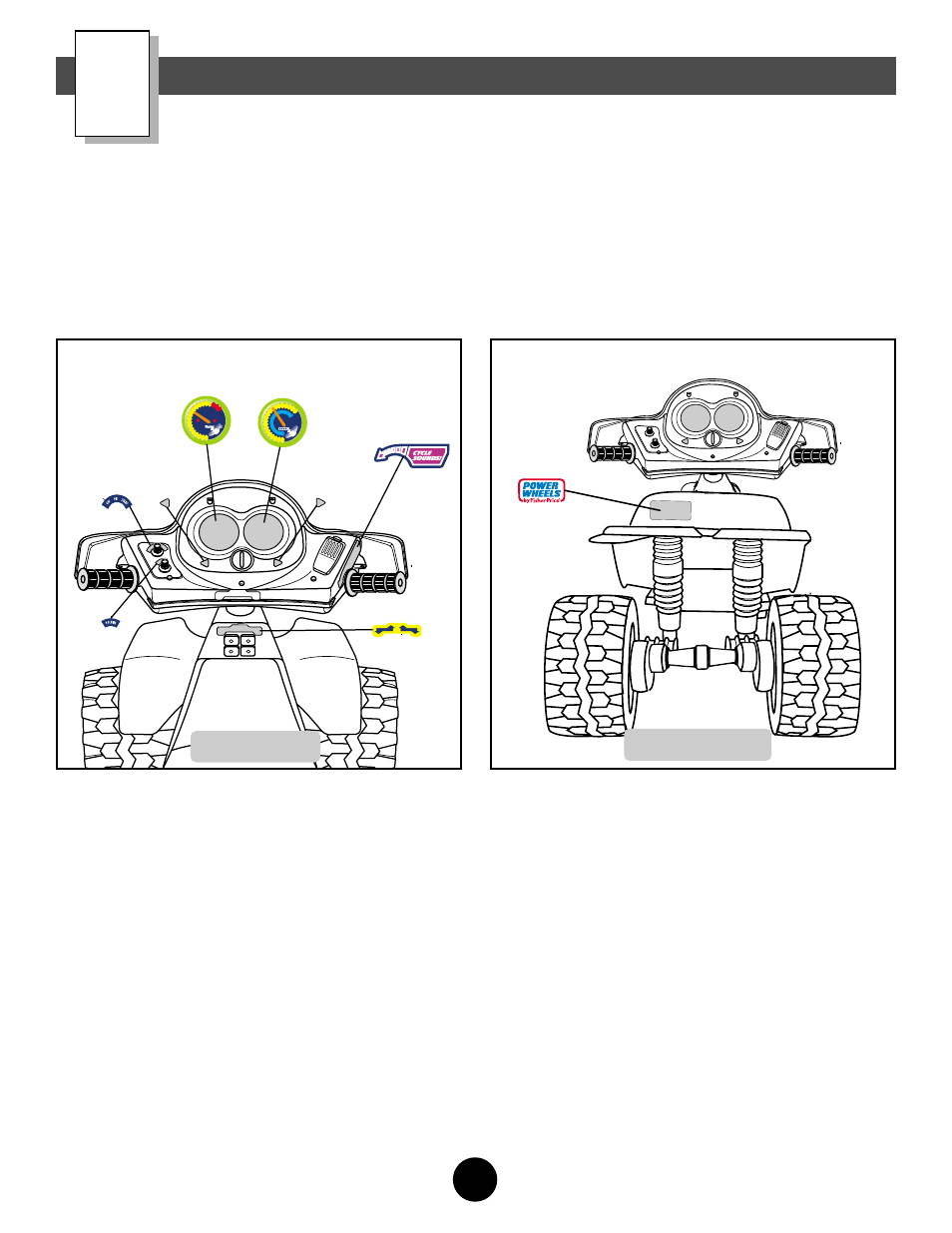 Label decoration, Rear view, Dash view | Fisher-Price KAWASAKI NINJA POWER WHEELS 74750 User Manual | Page 17 / 32