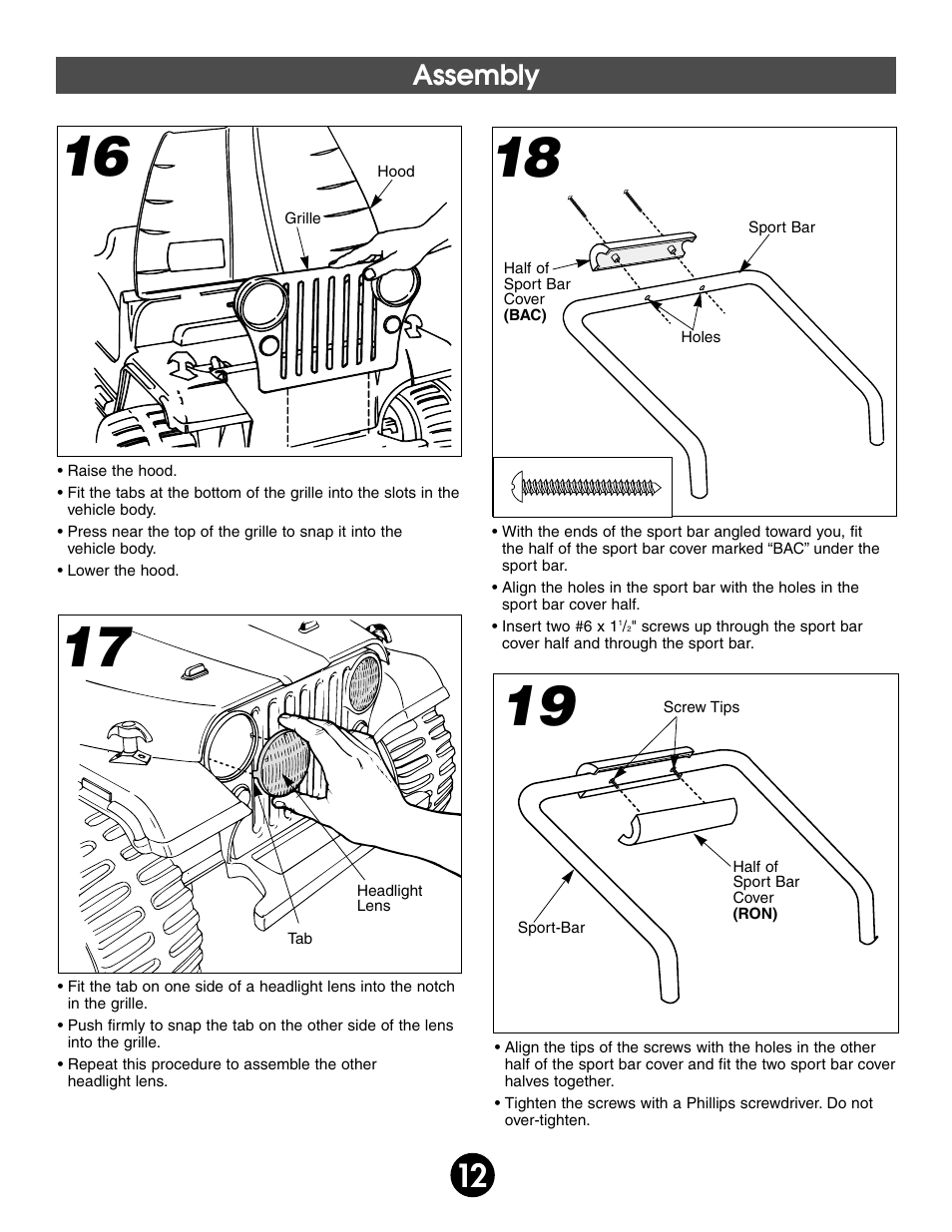 Assembly | Fisher-Price BARBIE SPLASH 74350 User Manual | Page 12 / 28