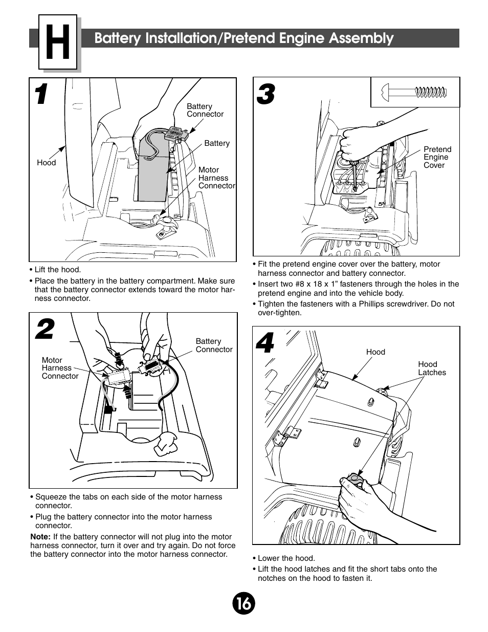 Battery installation/pretend engine assembly | Fisher-Price BARBIE SPLASH 74350 User Manual | Page 16 / 28