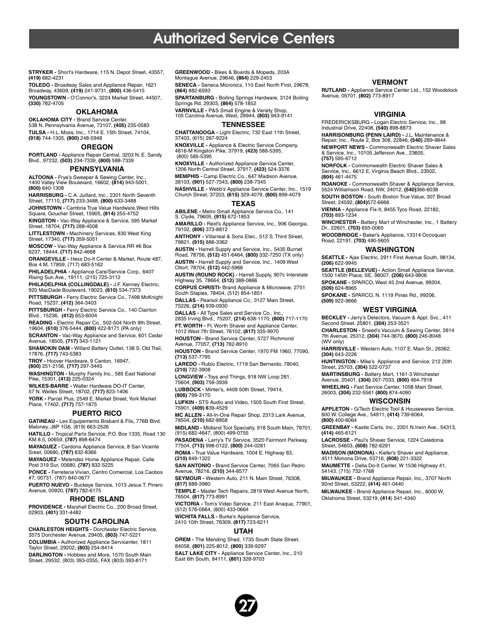 Authorized service centers | Fisher-Price BARBIE SPLASH 74350 User Manual | Page 27 / 28