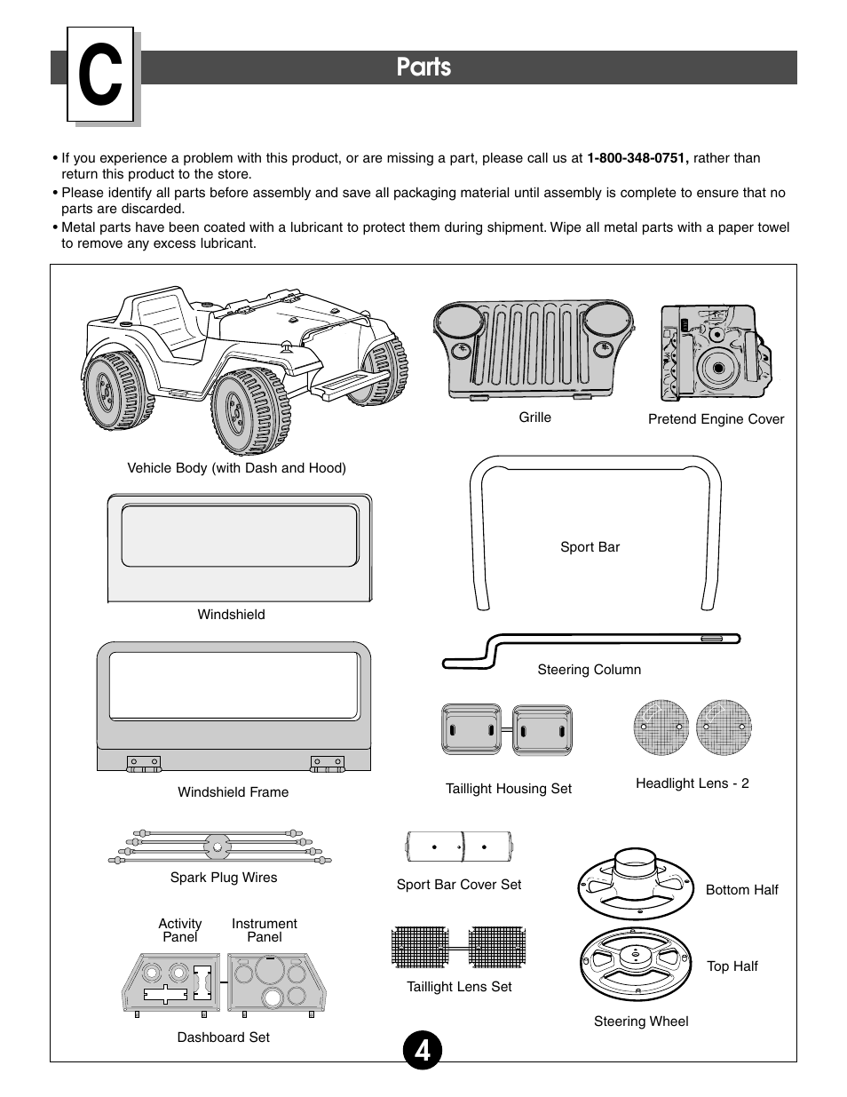 Parts | Fisher-Price BARBIE SPLASH 74350 User Manual | Page 4 / 28