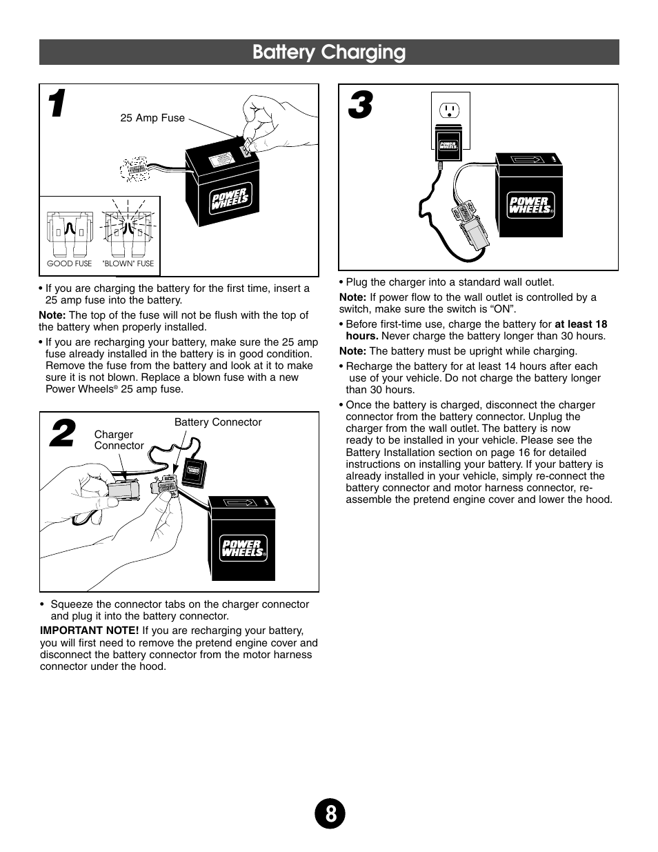 Battery charging | Fisher-Price BARBIE SPLASH 74350 User Manual | Page 8 / 28