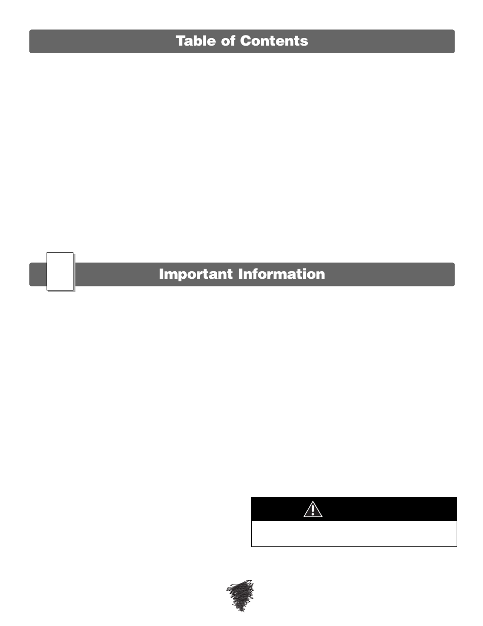 Table of contents important information, Caution | Fisher-Price WILD THING 74180 User Manual | Page 2 / 28