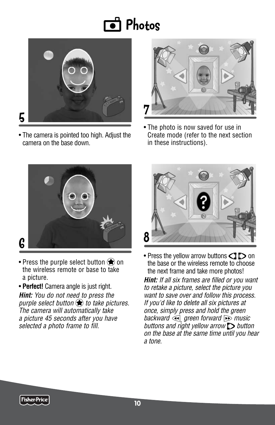 Photos 5 6 7 8, Mytoon tv | Fisher-Price MYTOONTV P6798 User Manual | Page 10 / 20