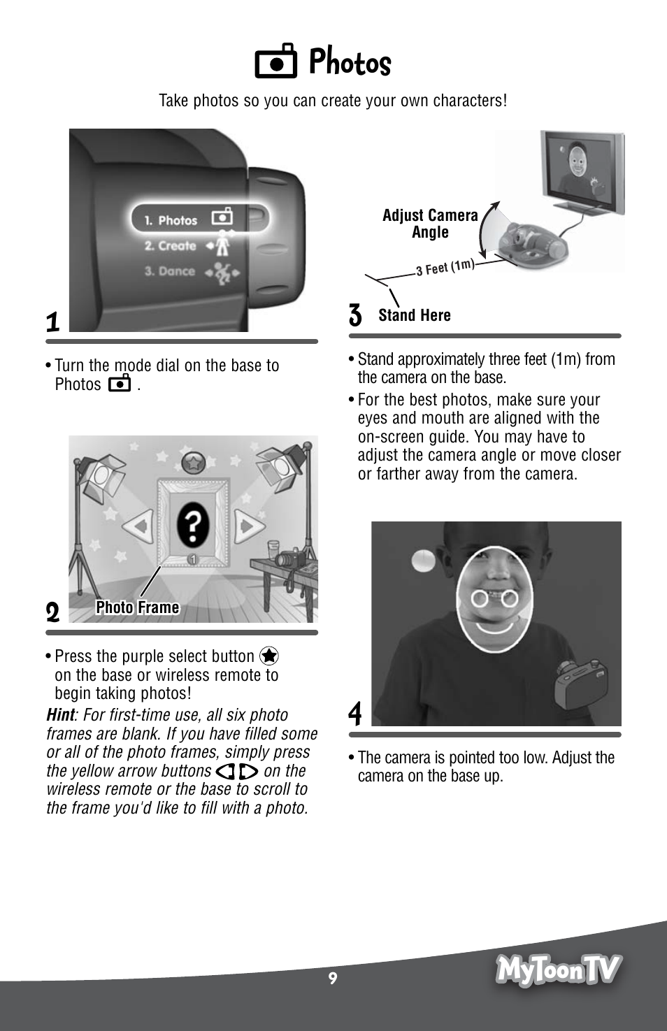 Photos 1 2, Mmytoon toon tv tv mytoon tv | Fisher-Price MYTOONTV P6798 User Manual | Page 9 / 20