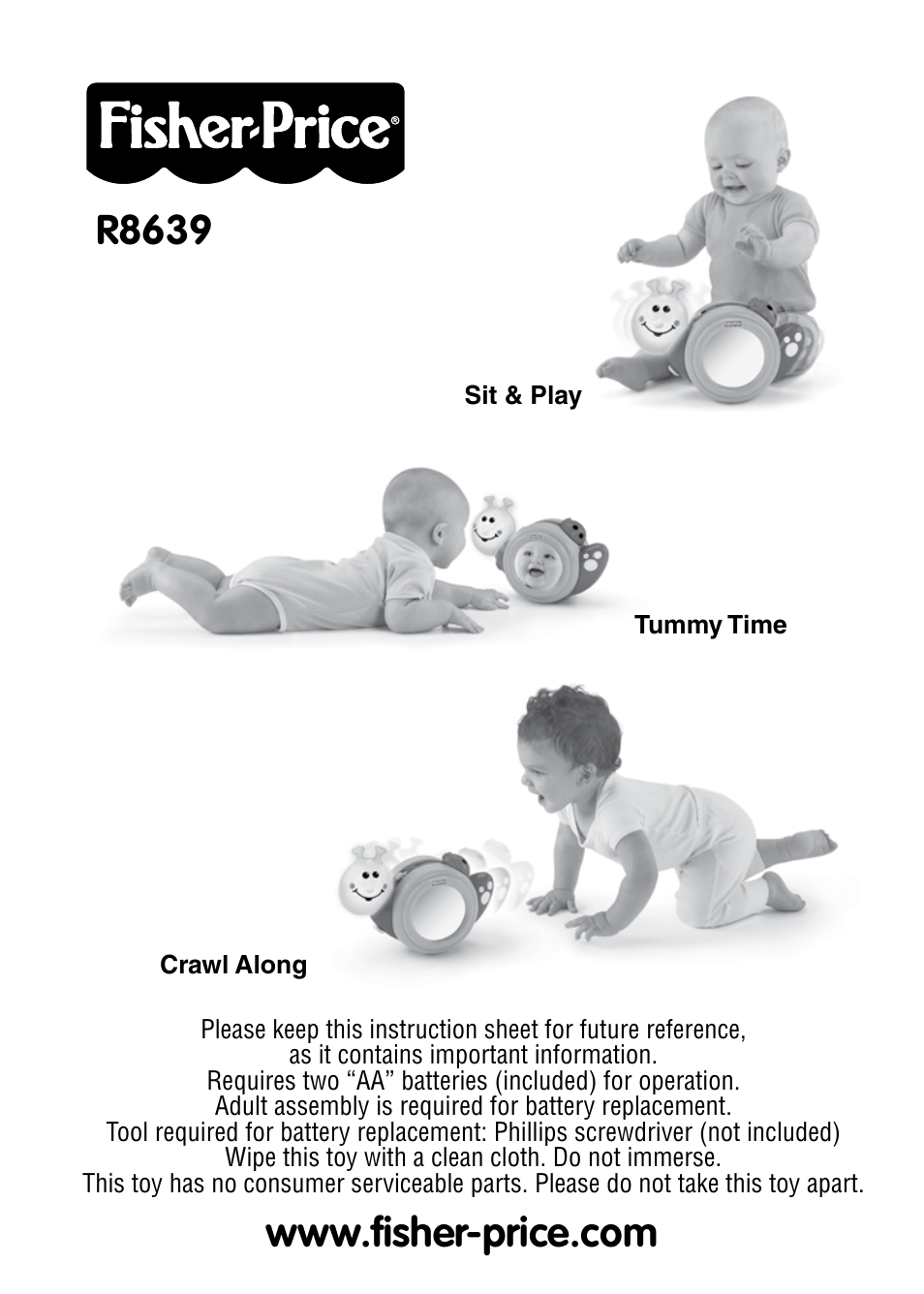 Fisher-Price Tummy Time Crawl Along Sit & Play R8639 User Manual | 4 pages