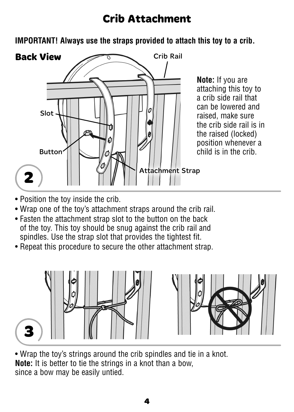 Crib attachment | Fisher-Price K3800 User Manual | Page 4 / 6