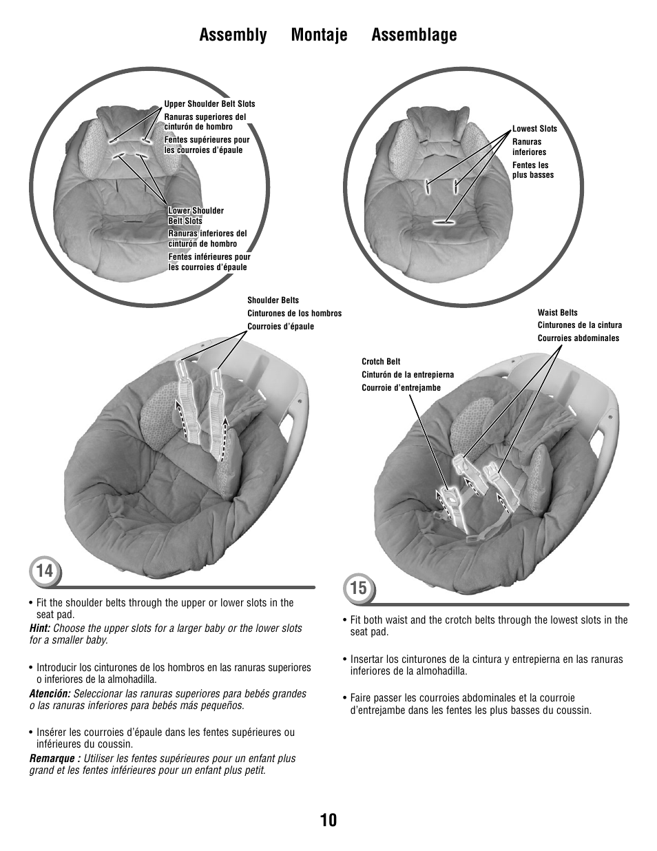 Assembly montaje assemblage | Fisher-Price R6069 User Manual | Page 10 / 24