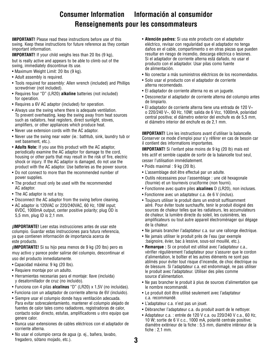 Fisher-Price R6069 User Manual | Page 3 / 24