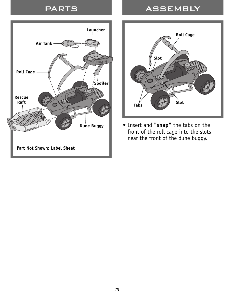 Parts assembly | Fisher-Price RESCUE HEROES J4512 User Manual | Page 3 / 8