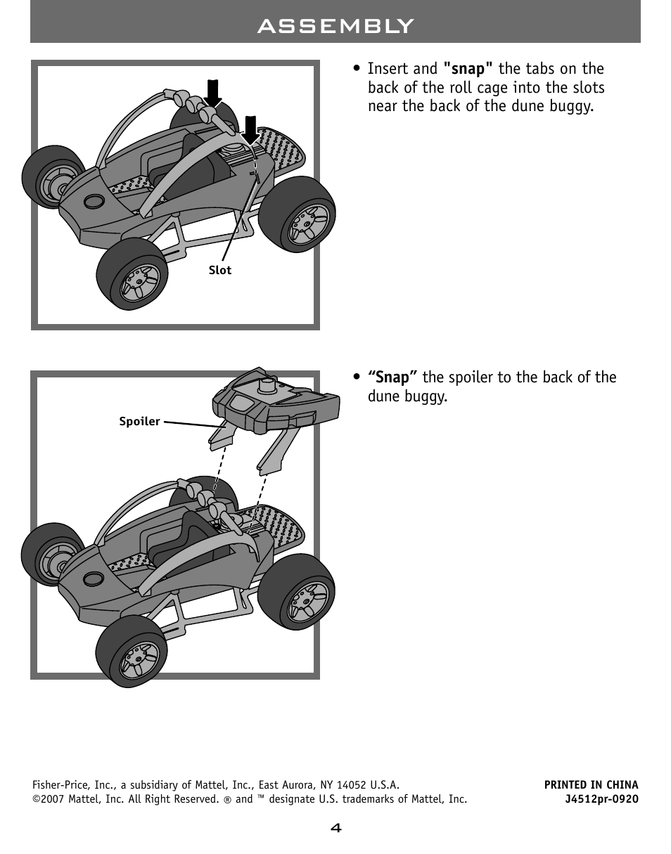 Assembly | Fisher-Price RESCUE HEROES J4512 User Manual | Page 4 / 8