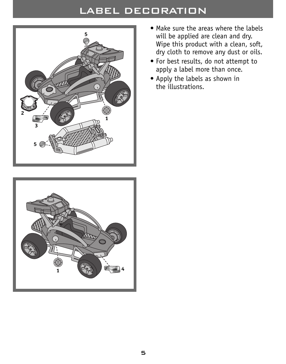 Label decoration | Fisher-Price RESCUE HEROES J4512 User Manual | Page 5 / 8