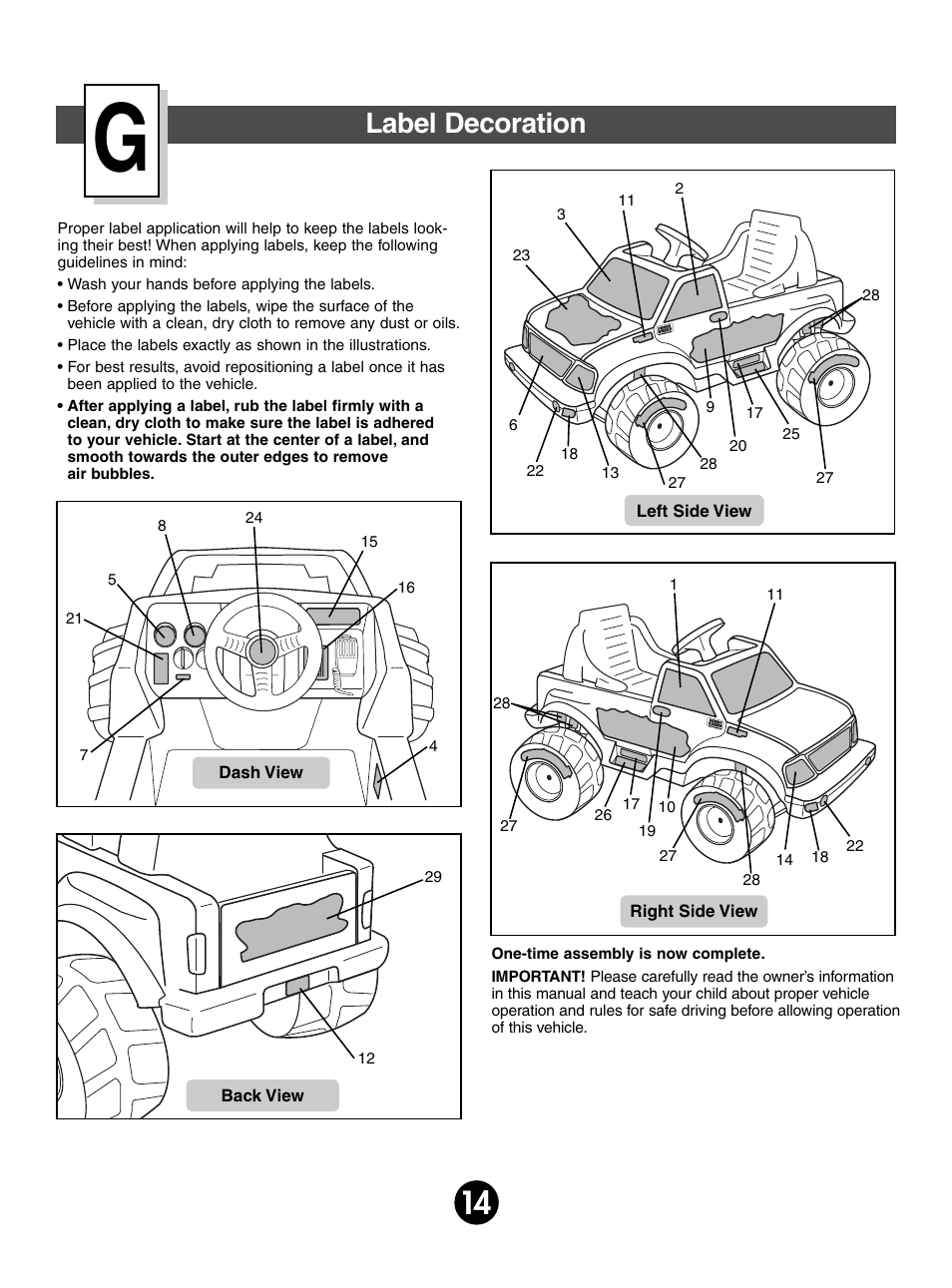 Label decoration | Fisher-Price FORD 75547 User Manual | Page 14 / 27