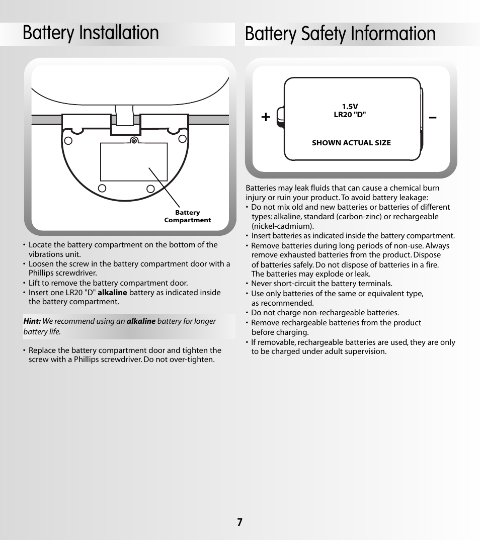Battery safety information, Battery installation | Fisher-Price LEARNING PATTERNS G5911 User Manual | Page 7 / 12