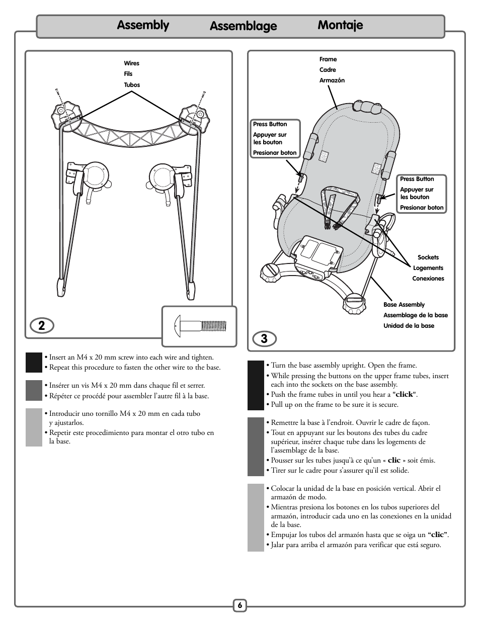 Assembly assemblage montaje 3 | Fisher-Price H9479 User Manual | Page 6 / 20