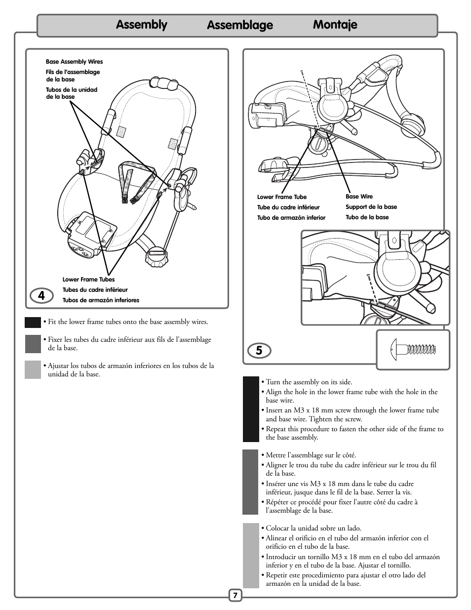 Assembly assemblage montaje 5 | Fisher-Price H9479 User Manual | Page 7 / 20