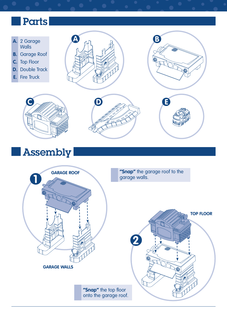 Parts, Assembly | Fisher-Price J8991 User Manual | Page 2 / 6