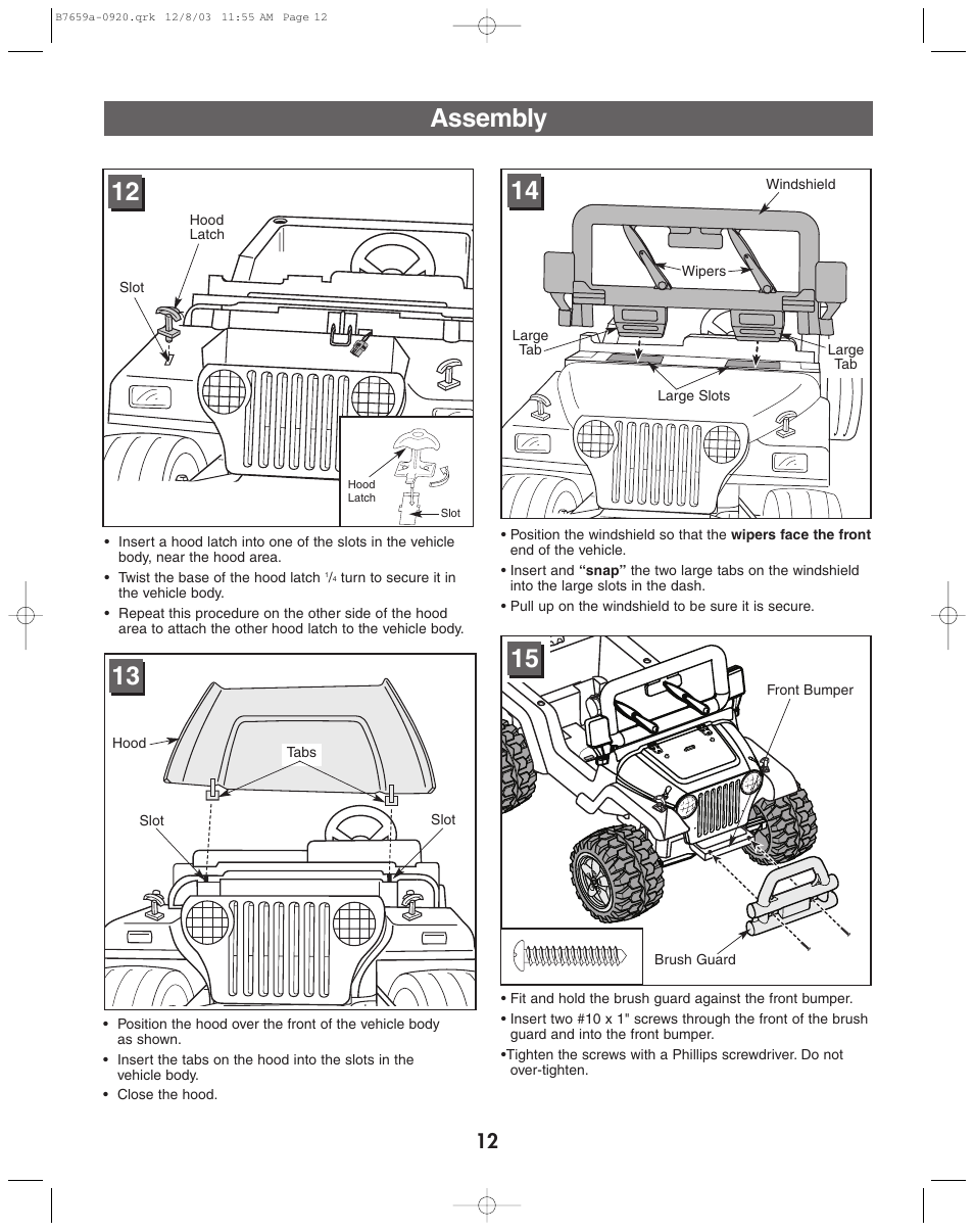 Assembly | Fisher-Price B7659 User Manual | Page 12 / 28