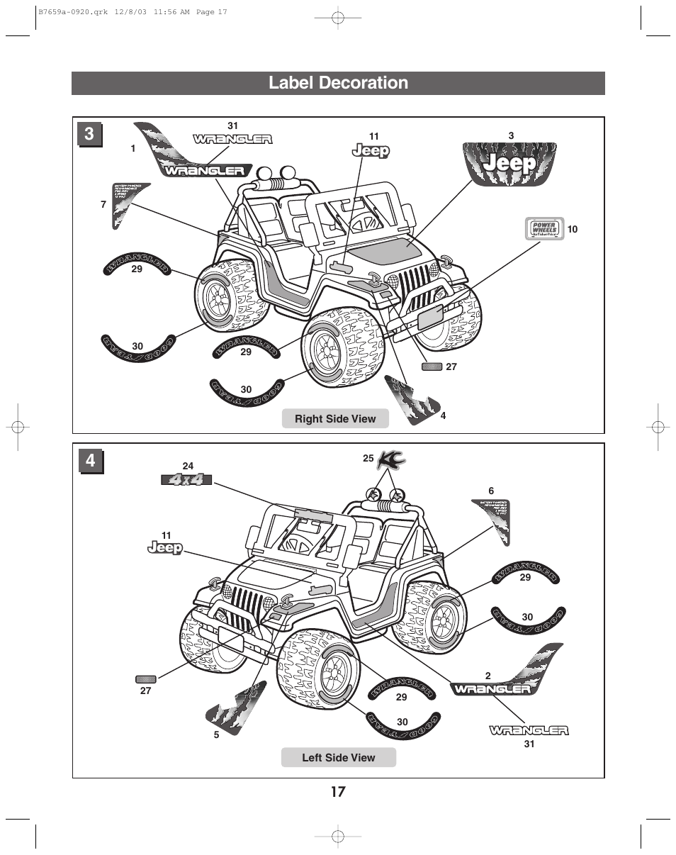 Label decoration | Fisher-Price B7659 User Manual | Page 17 / 28