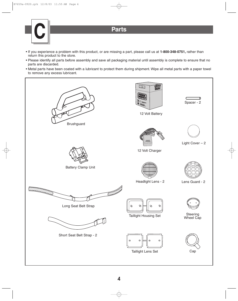 Parts | Fisher-Price B7659 User Manual | Page 4 / 28