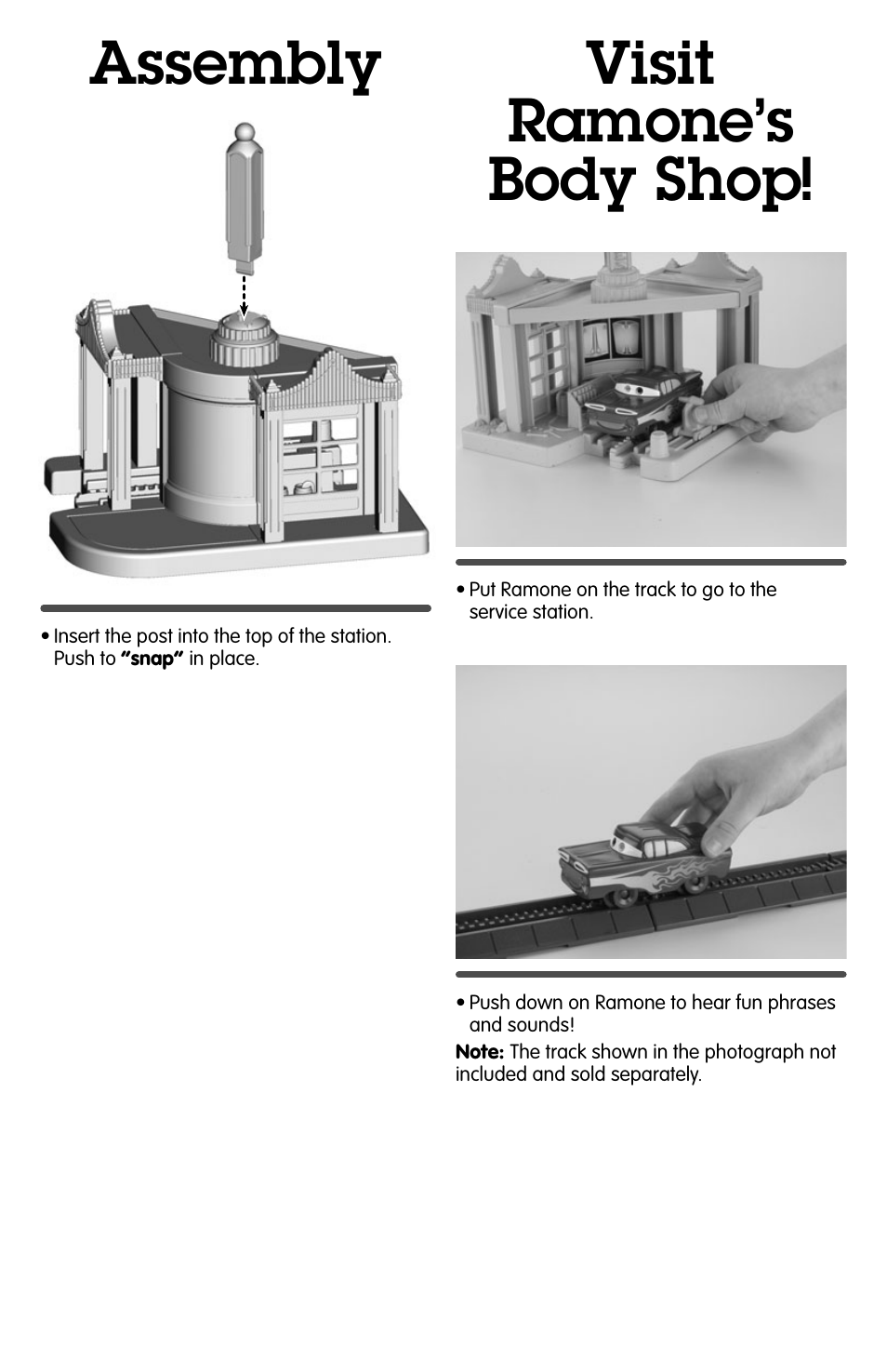 Assembly visit ramone’s body shop | Fisher-Price GEOTRAX P6251 User Manual | Page 3 / 4