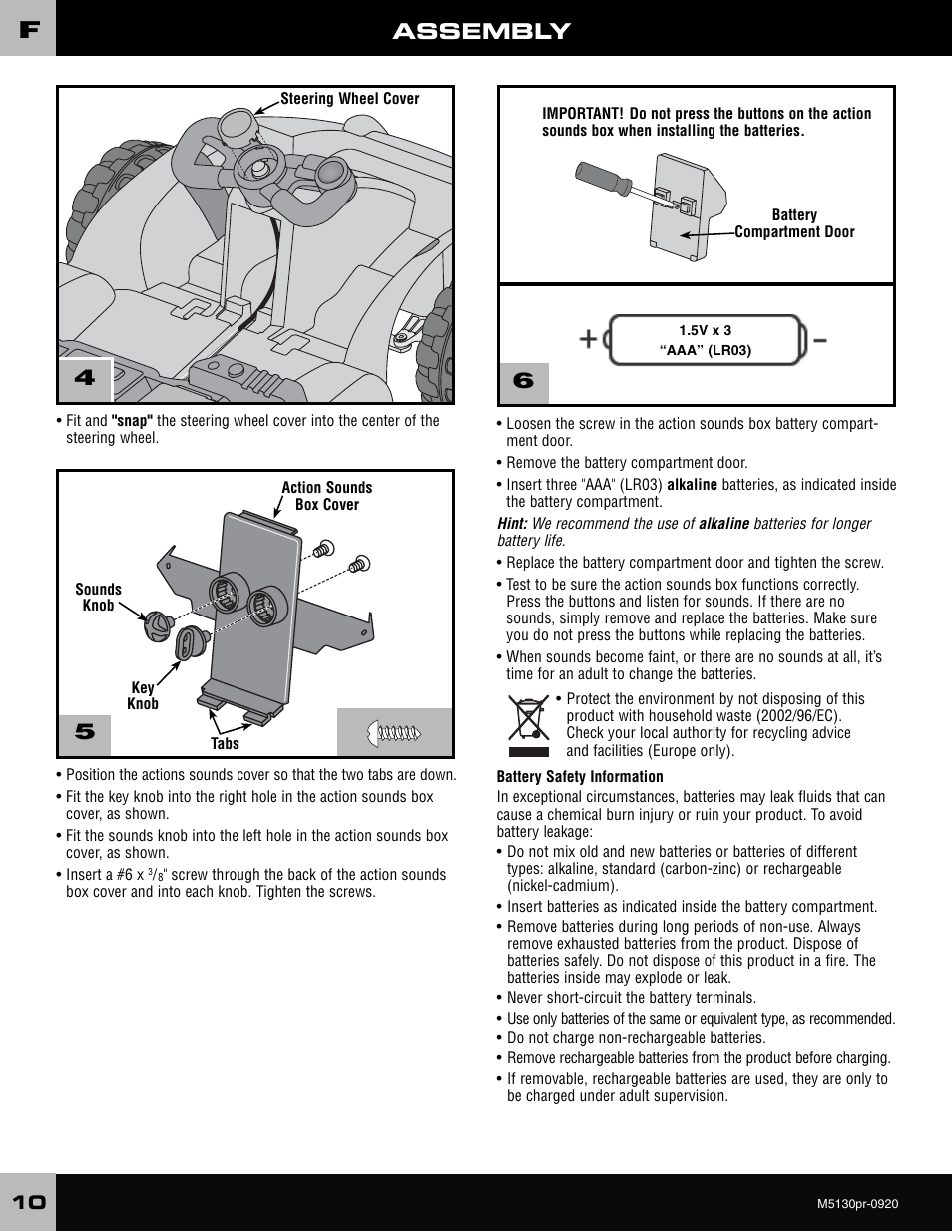 Assembly | Fisher-Price KART M5130 User Manual | Page 10 / 24