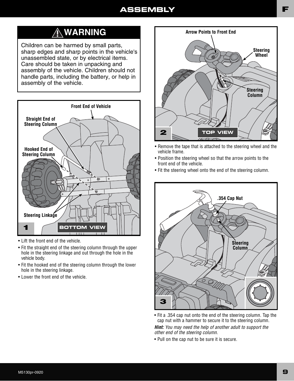 Warning, Assembly | Fisher-Price KART M5130 User Manual | Page 9 / 24