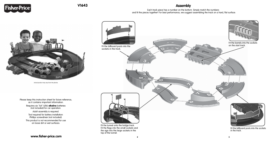 Assembly, V1643 | Fisher-Price V1643 User Manual | Page 2 / 5