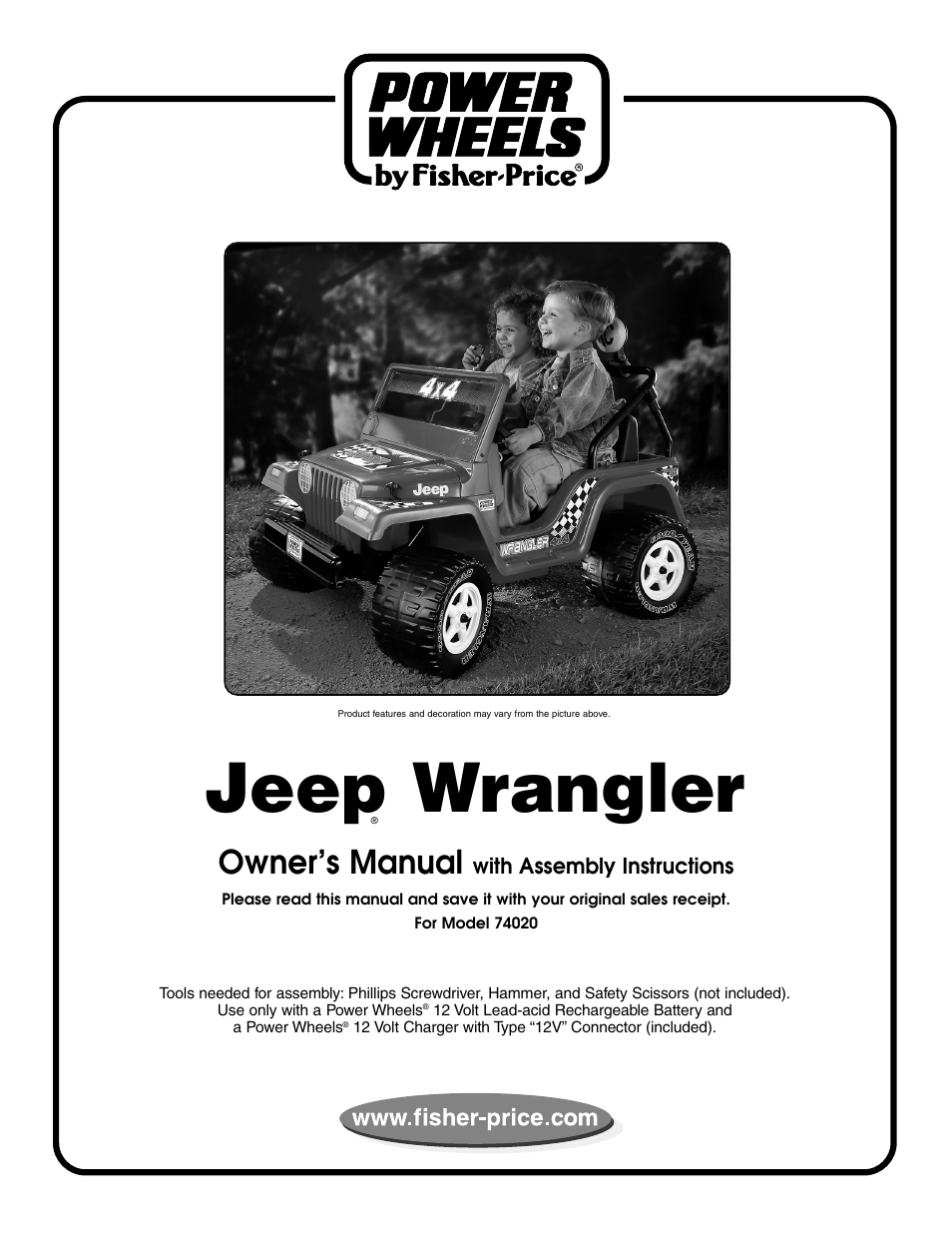 Fisher-Price JEEP WRANGLAR 74020 User Manual | 31 pages