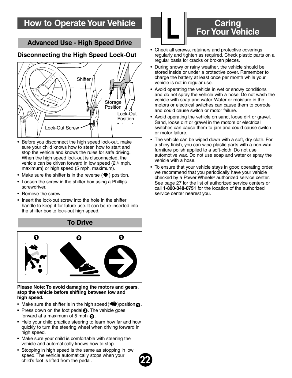 Caring for your vehicle, How to operate your vehicle | Fisher-Price JEEP WRANGLAR 74020 User Manual | Page 22 / 31