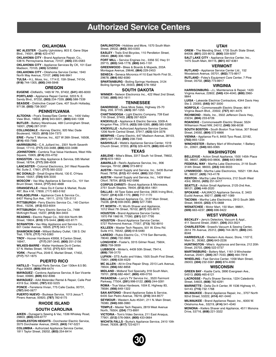 Authorized service centers | Fisher-Price JEEP WRANGLAR 74020 User Manual | Page 30 / 31