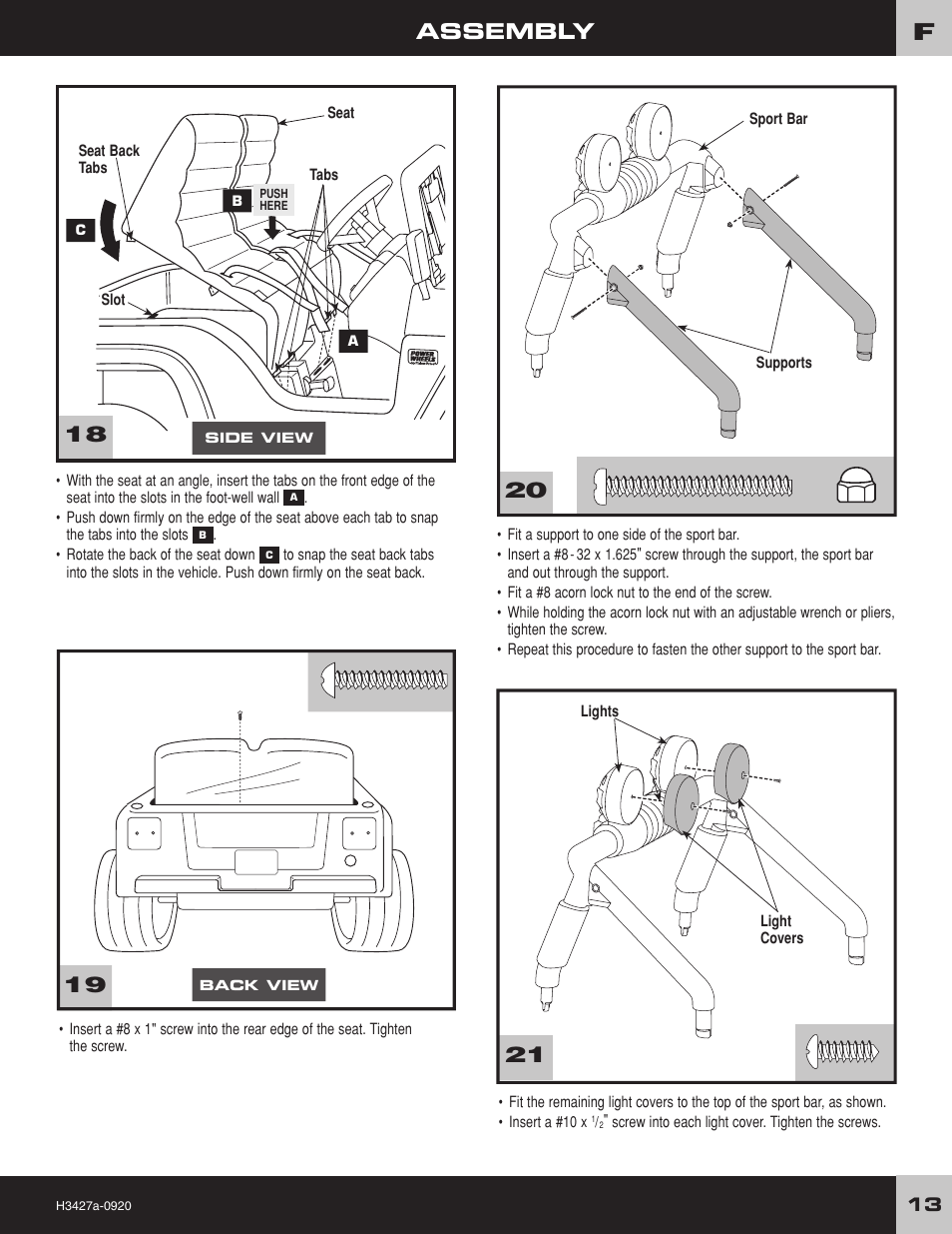 Assembly | Fisher-Price BARBIE JAMMIN' JEEP H3427 User Manual | Page 13 / 28