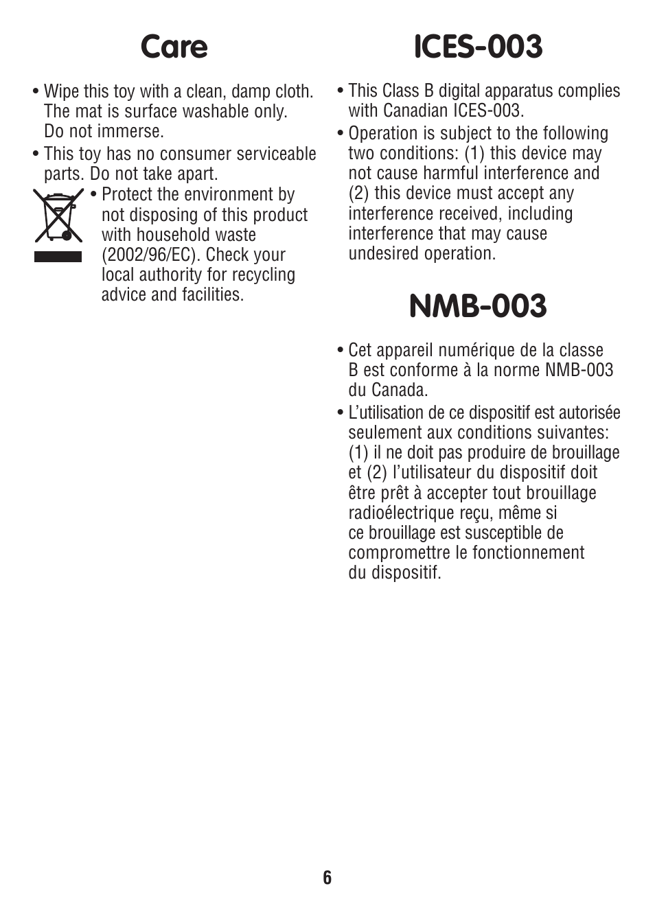 Fisher-Price W3131 User Manual | Page 6 / 6